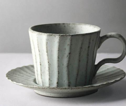 Unique Tea Cup and Saucer, Modern Tea Cup Set for Afternoon Tea, Handmade Pottery Coffee Cup, Creative Ceramic Coffee Cup with Saucer-ArtWorkCrafts.com