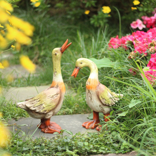 Large Duck Statues, Unique Wood Carving Statue for Garden, Creative Modern Statue for Garden Ornaments, Villa Outdoor Decor Gardening Ideas-ArtWorkCrafts.com