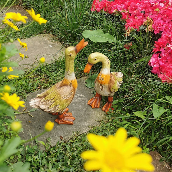 Large Duck Statues, Unique Wood Carving Statue for Garden, Creative Modern Statue for Garden Ornaments, Villa Outdoor Decor Gardening Ideas-ArtWorkCrafts.com