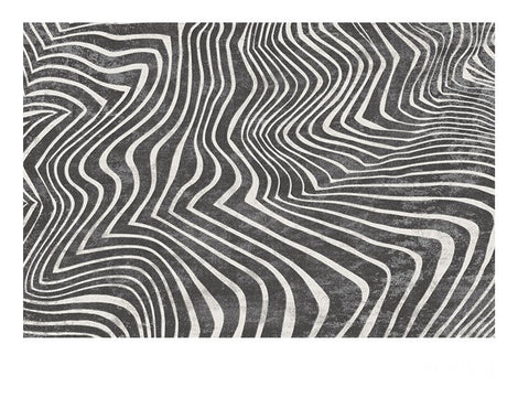 Mid Century Area Rugs for Living Room, Black Stripe Area Rugs under Sofa, Abstract Contemporary Rugs for Bedroom, Modern Carpets for Office, Dining Room Floor Rugs-ArtWorkCrafts.com