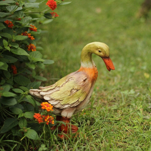 Large Duck Statues, Unique Wood Carving Statue for Garden, Creative Modern Statue for Garden Ornaments, Villa Outdoor Decor Gardening Ideas-ArtWorkCrafts.com