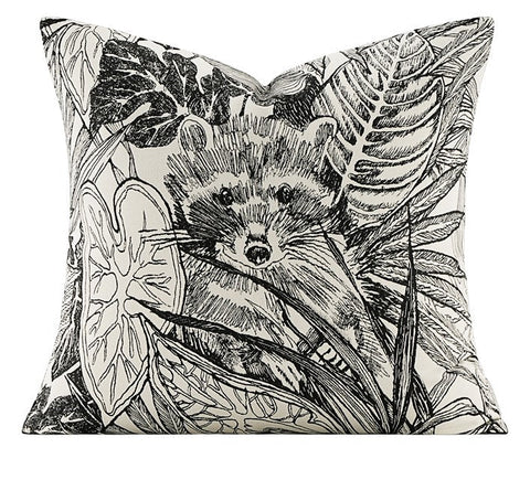 Animal Jungle Raccoon Decorative Throw Pillows for Bedroom, Large Throw Pillow for Interior Design, Contemporary Square Modern Throw Pillows for Couch-ArtWorkCrafts.com