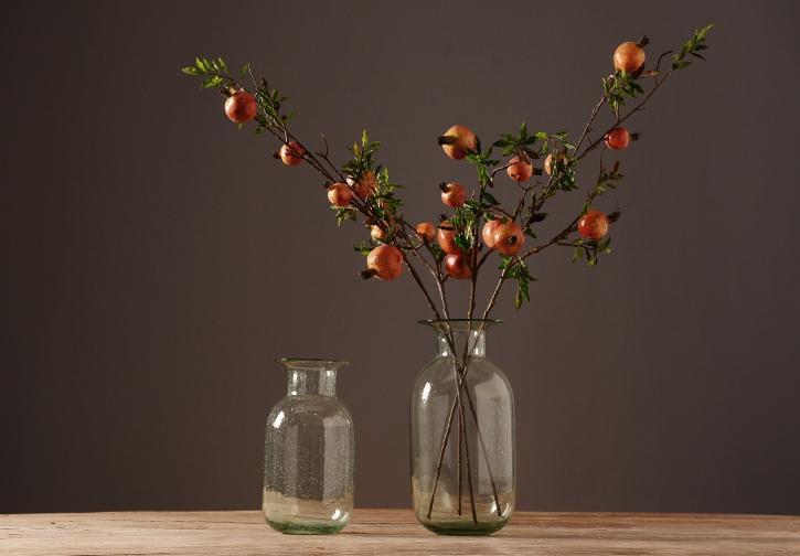 Rustic Artificial Large Pomegranate Fruit, Stem 36" Tall, Flower Arrangement-ArtWorkCrafts.com