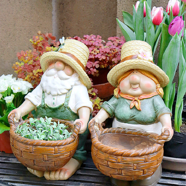 Garden Courtyard Ornament, Large Resin Garden Figure Statues, Unique Garden Flowerpots, Villa Outdoor Decor Gardening Ideas, Modern Garden Sculptures-ArtWorkCrafts.com