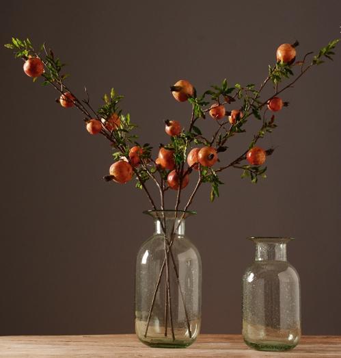 Rustic Artificial Large Pomegranate Fruit, Stem 36" Tall, Flower Arrangement-ArtWorkCrafts.com