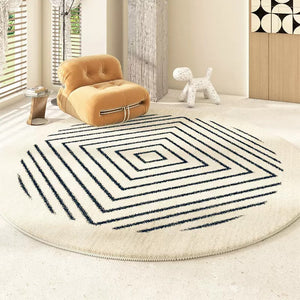 Abstract Contemporary Round Rugs for Bedroom, Geometric Modern Rug Ideas for Living Room, Thick Round Rugs for Dining Room-ArtWorkCrafts.com