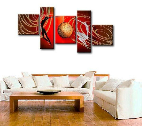 Simple Modern Art, Love Abstract Painting, Bedroom Room Wall Art Paintings, Abstract Art of Love, 5 Piece Canvas Painting-ArtWorkCrafts.com