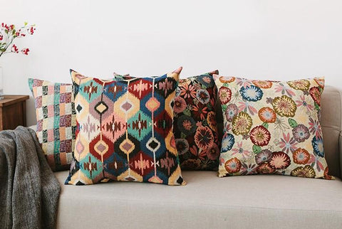 Geometric Pattern Chenille Throw Pillow for Couch, Bohemian Decorative Sofa Pillows, Decorative Throw Pillows for Living Room-ArtWorkCrafts.com