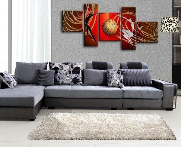 Simple Modern Art, Love Abstract Painting, Bedroom Room Wall Art Paintings, Abstract Art of Love, 5 Piece Canvas Painting-ArtWorkCrafts.com