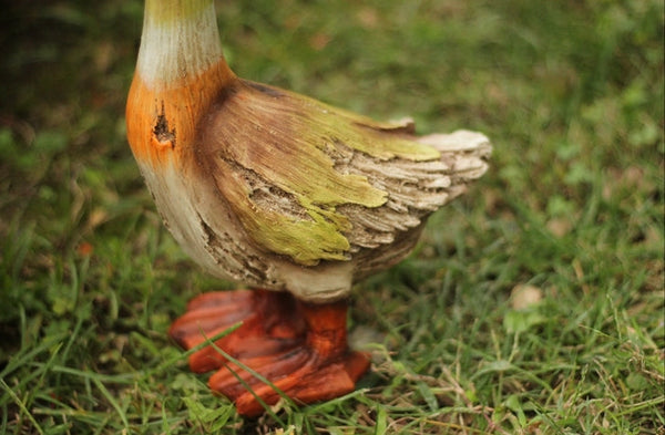 Large Duck Statues, Unique Wood Carving Statue for Garden, Creative Modern Statue for Garden Ornaments, Villa Outdoor Decor Gardening Ideas-ArtWorkCrafts.com