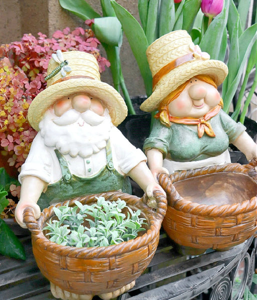 Garden Courtyard Ornament, Large Resin Garden Figure Statues, Unique Garden Flowerpots, Villa Outdoor Decor Gardening Ideas, Modern Garden Sculptures-ArtWorkCrafts.com