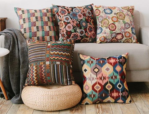 Large Decorative Throw Pillows, Bohemian Decorative Sofa Pillows, Geometric Pattern Chenille Throw Pillow for Living Room-ArtWorkCrafts.com