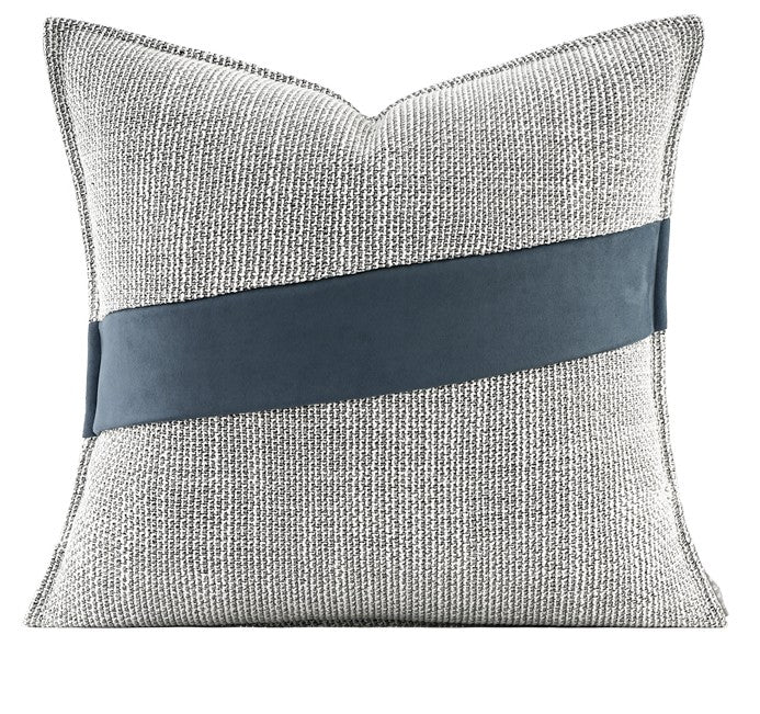 Decorative Throw Pillows for Bedroom, Large Throw Pillow for Interior Design, Blue Square Modern Throw Pillows for Couch, Contemporary Modern Sofa Pillows-ArtWorkCrafts.com