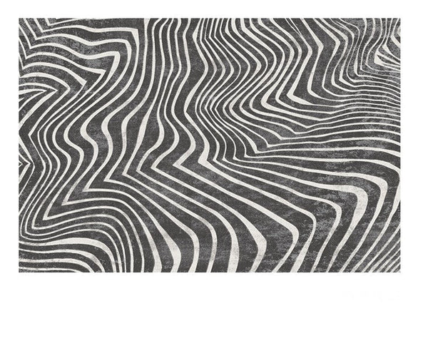 Abstract Contemporary Rugs for Bedroom, Black Stripe Area Rugs under Sofa, Mid Century Area Rugs for Living Room, Modern Carpets for Office, Dining Room Floor Rugs-ArtWorkCrafts.com