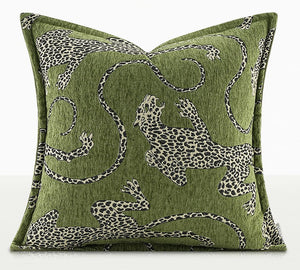 Green Decorative Pillow Covers, Large Modern Sofa Pillow Cases, Cheetah Modern Pillows for Couch, Abstract Decorative Throw Pillows for Living Room-ArtWorkCrafts.com