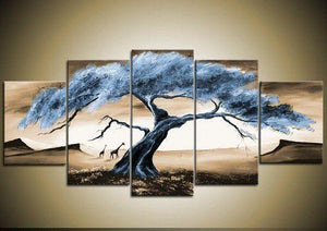 5 Piece Canvas Art, Landscape Canvas Paintings, Tree of Life Painting, Abstract Painting on Canvas, Large Acrylic Painting, Buy Paintings Online-ArtWorkCrafts.com