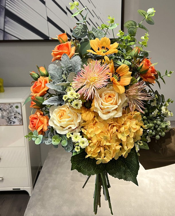 Large Bunch of Autumn Flowers Arrangement Interior Design, Modern Artificial Floral Arrangement for Bedroom, Beautiful Faux Silk Floral Bouquet Table Centerpiece-ArtWorkCrafts.com