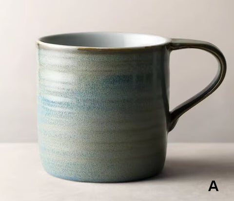 Blue Green Black Ceramic Coffee Mugs, Creative Handmade Coffee Mugs, Large Modern Handmade Pottery Coffee Cup, Large Capacity Coffee Mugs-ArtWorkCrafts.com