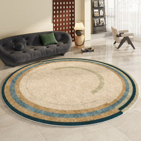 Modern Area Rugs under Coffee Table, Abstract Contemporary Round Rugs, Modern Rugs for Dining Room, Geometric Modern Rugs for Bedroom-ArtWorkCrafts.com