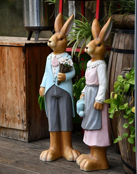 Extra Large Rabbit Couple Statue, Rabbit Statues, Animal Statue for Garden Ornament, Villa Courtyard Decor, Outdoor Decoration, Garden Ideas-ArtWorkCrafts.com