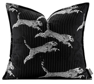 Large Modern Sofa Pillow Cases, Black Decorative Pillow Covers, Cheetah Modern Pillows for Couch, Abstract Decorative Throw Pillows for Living Room-ArtWorkCrafts.com