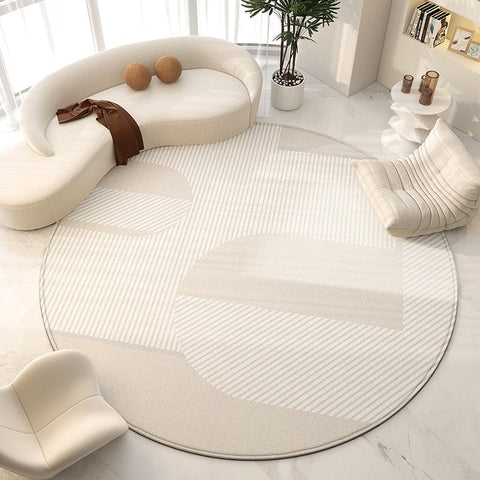 Bedroom Modern Round Rugs, Circular Modern Rugs under Chairs, Dining Room Contemporary Round Rugs, Geometric Modern Rug Ideas for Living Room-ArtWorkCrafts.com