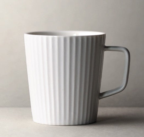 Large Unique Tea Cup, Modern Handmade Pottery Coffee Cup, Creative White Ceramic Coffee Mugs, Large Capacity Coffee Cups-ArtWorkCrafts.com