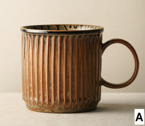 Creative Brown Green Ceramic Coffee Mugs, Unique Coffee Mugs, Large Modern Handmade Pottery Coffee Cup, Large Capacity Coffee Mugs-ArtWorkCrafts.com