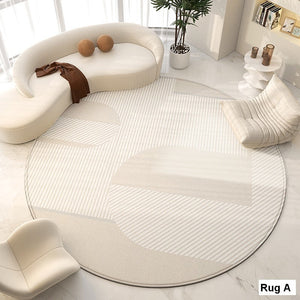 Abstract Modern Area Rugs for Bedroom, Circular Modern Rugs under Chairs, Geometric Round Rugs for Dining Room, Contemporary Modern Rug for Living Room-ArtWorkCrafts.com