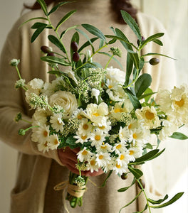 Large Bunch of Daisy and Rose Branch, Beautiful Spring Flower Arrangement for Home Decoration, Table Centerpiece, Real Touch Artificial Floral for Living Room-ArtWorkCrafts.com