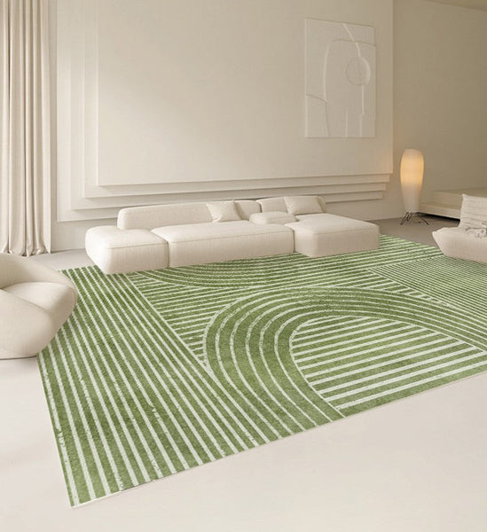 Dining Room Modern Rugs, Modern Living Room Rugs, Green Thick Soft Modern Rugs for Living Room, Contemporary Rugs for Bedroom-ArtWorkCrafts.com