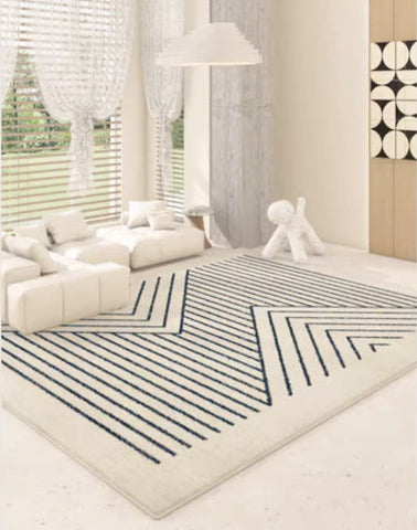 Contemporary Rugs for Living Room, Bathroom Runner Rugs, Bohemian Stripe Runner Rugs Next to Bed, Large Modern Rugs for Dining Room-ArtWorkCrafts.com