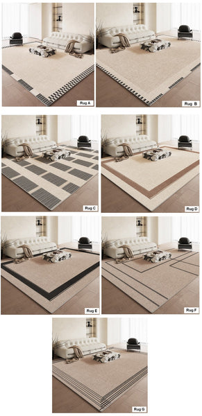 Contemporary Abstract Rugs for Dining Room, Simple Abstract Rugs for Living Room, Bedroom Floor Rugs, Modern Rug Ideas for Living Room-ArtWorkCrafts.com