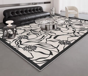 Modern Rugs for Living Room, Flower Pattern Contemporary Modern Rugs, Abstract Contemporary Rugs Next to Bed, Modern Rugs for Dining Room-ArtWorkCrafts.com