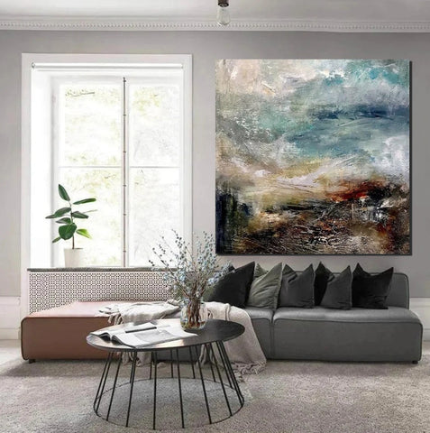 Modern Contemporary Abstract Artwork, Extra Large Wall Art Paintings, Acrylic Painting for Dining Room, Palette Knife Painting, Heavy Texutre Wall Art-ArtWorkCrafts.com