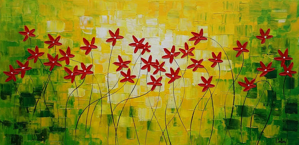 Flower Painting, Abstract Wall Art, Custom Canvas Art, Contemporary Artwork, Art on Canvas 269-ArtWorkCrafts.com