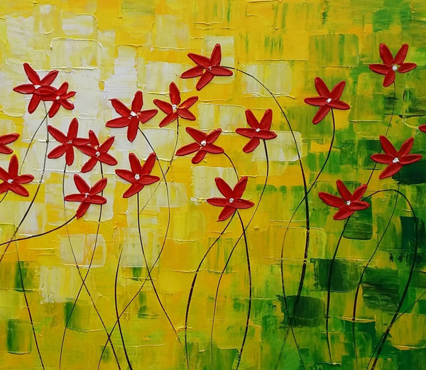 Flower Painting, Abstract Wall Art, Custom Canvas Art, Contemporary Artwork, Art on Canvas 269-ArtWorkCrafts.com