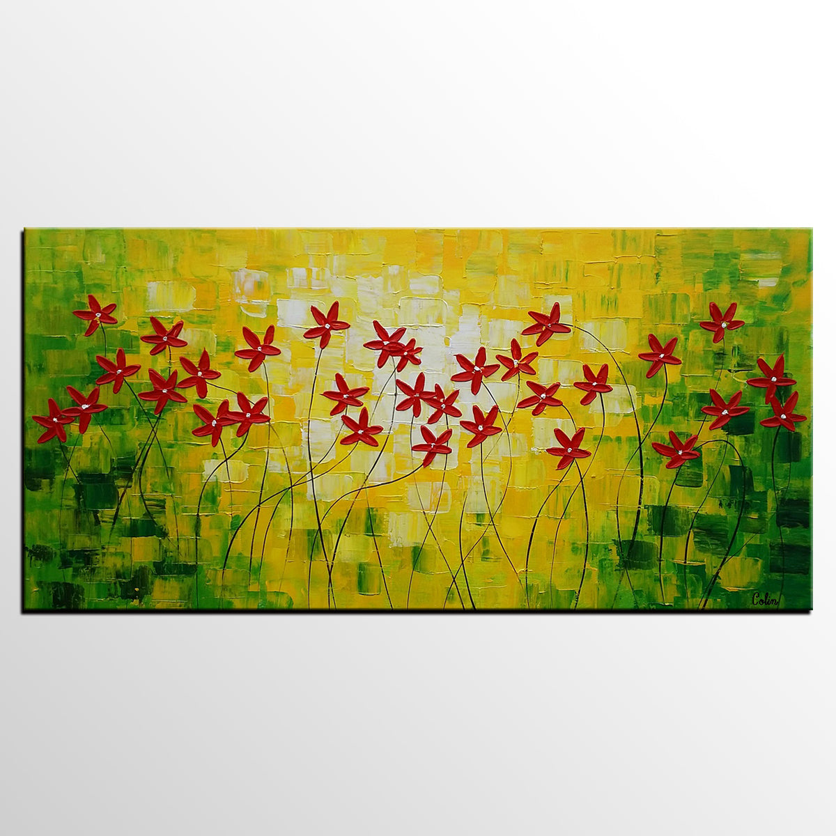 Flower Painting, Abstract Wall Art, Custom Canvas Art, Contemporary Artwork, Art on Canvas 269-ArtWorkCrafts.com