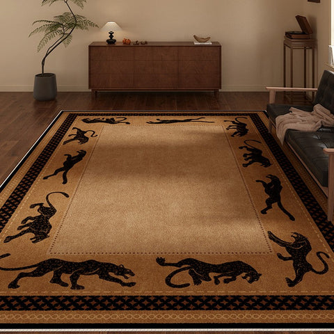 Large Modern Rugs for Living Room, Mid Century Cheetah Pattern Modern Rugs for Dining Room, Modern Rug Ideas for Bedroom-ArtWorkCrafts.com