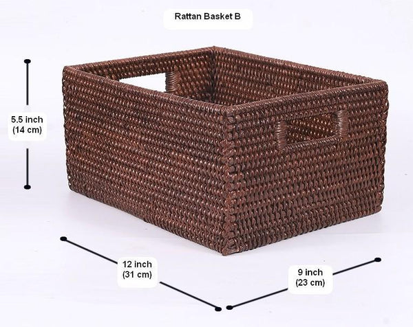 Storage Baskets for Clothes, Rectangular Storage Baskets, Large Brown Woven Storage Baskets, Storage Baskets for Shelves-ArtWorkCrafts.com