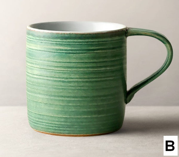 Large Modern Handmade Pottery Coffee Cup, Large Capacity Coffee Mugs, Creative Handmade Coffee Mugs, Blue Green Black Ceramic Coffee Mugs-ArtWorkCrafts.com