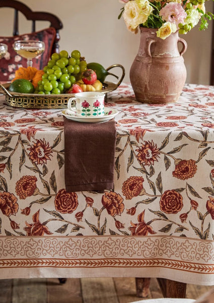 Flower Farmhouse Table Covers, Square Tablecloth for Round Table, Long Rectangular Tablecloth for Dining Room Table, Extra Large Modern Tablecloth for Living Room-ArtWorkCrafts.com