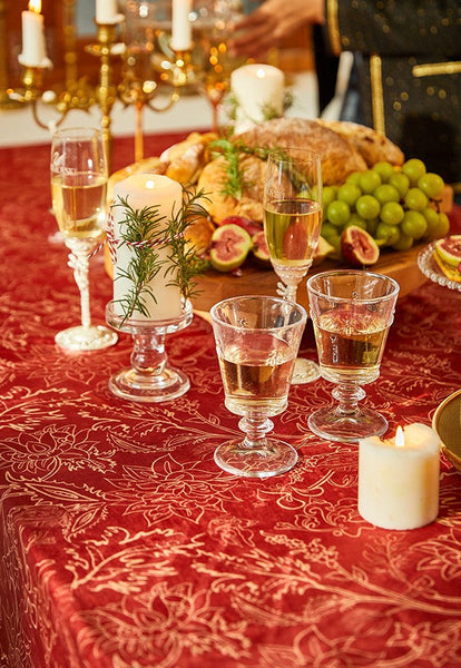 Large Modern Rectangle Tablecloth for Dining Room Table, Red Christmas Flower Pattern Tablecloth for Oval Table, Square Table Covers for Kitchen, Farmhouse Table Cloth for Round Table-ArtWorkCrafts.com