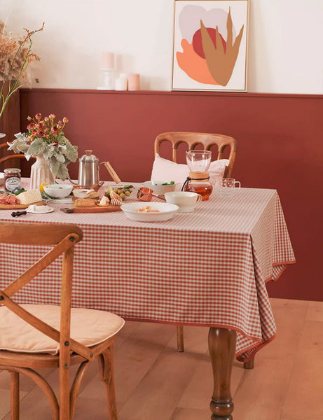 Cotton Chequer Rectangular Tablecloth, Large Rectangle Tablecloth for Dining Room Table, Square Tablecloth for Coffee Table, Farmhouse Table Cloth, Wedding Tablecloth-ArtWorkCrafts.com