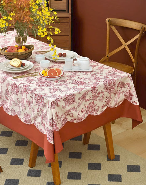 Extra Large Rectangle Tablecloth for Dining Room Table, Country Farmhouse Tablecloth, Flowers Pattern Rustic Table Covers for Kitchen, Square Tablecloth for Round Table-ArtWorkCrafts.com