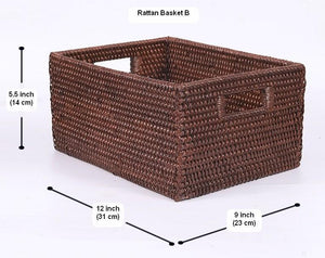 Rectangular Storage Baskets, Storage Baskets for Kitchen, Large Brown Woven Storage Baskets, Storage Baskets for Shelves-ArtWorkCrafts.com