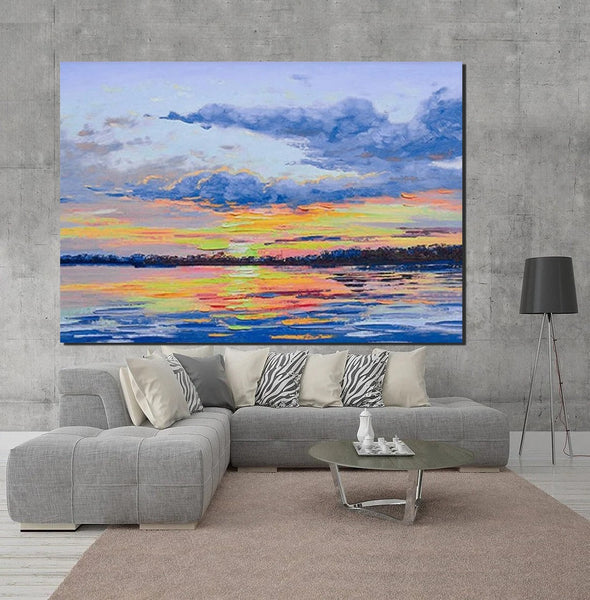 Abstract Landscape Paintings, Heavy Texture Painting, Hand Painted Wall Art, Contemporary Wall Art Paintings, Simple Modern Paintings for Living Room-ArtWorkCrafts.com