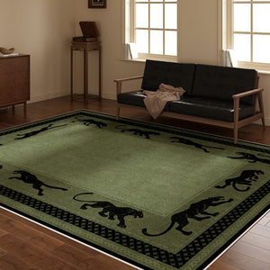 Modern Living Room Rug Ideas, Mid Century Cheetah Green Modern Rugs for Dining Room, Modern Rug Ideas for Bedroom-ArtWorkCrafts.com