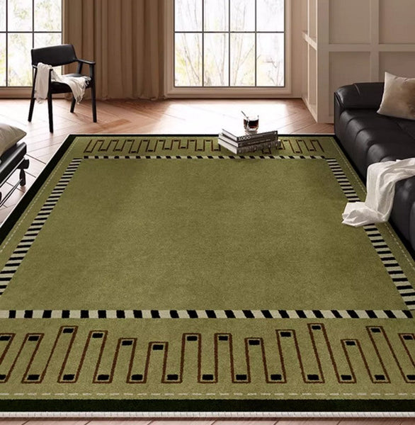 Large Modern Rugs in Living Room, Green Contemporary Rugs for Bedroom, Mid Century Modern Rugs under Sofa, Dining Room Floor Carpets-ArtWorkCrafts.com