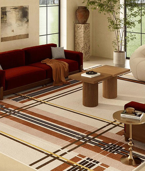 Contemporary Modern Rugs, Modern Rugs for Dining Room, Geometric Contemporary Rugs Next to Bed, Mid Century Area Rugs for Living Room-ArtWorkCrafts.com